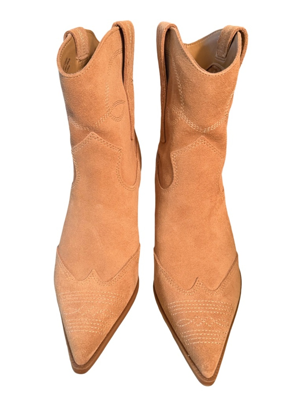 Sam Edelman NWT Sz 6 Tan Suede Pointed-Toe Kitten Heel Western Ankle Boots SH340 - Picture 2 of 11